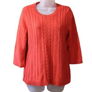 Croft & Barrow Red Vintage Sweater Medium 3/4 Sleeve Scoopneck